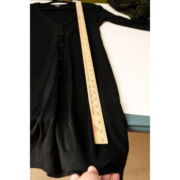 Kenneth Cole S Black knit sweater dress button up midi - Picture 5 of 7